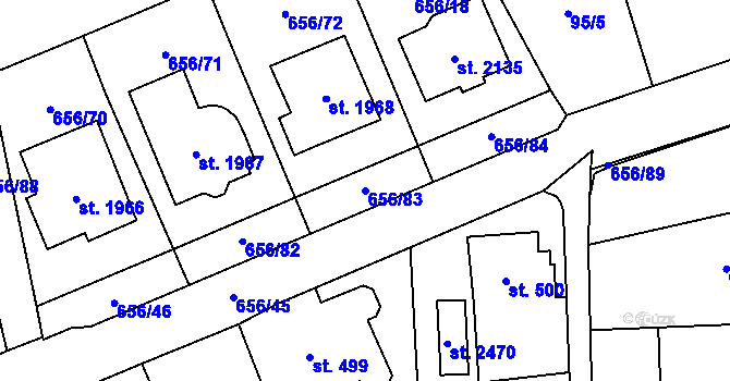 Parcela st. 656/83 v KÚ Malenovice u Zlína, Katastrální mapa