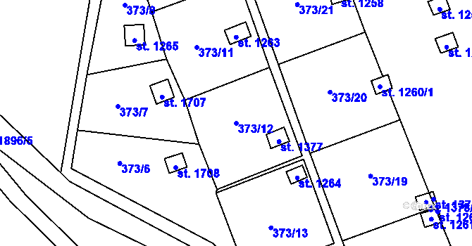 Parcela st. 373/12 v KÚ Malenovice u Zlína, Katastrální mapa