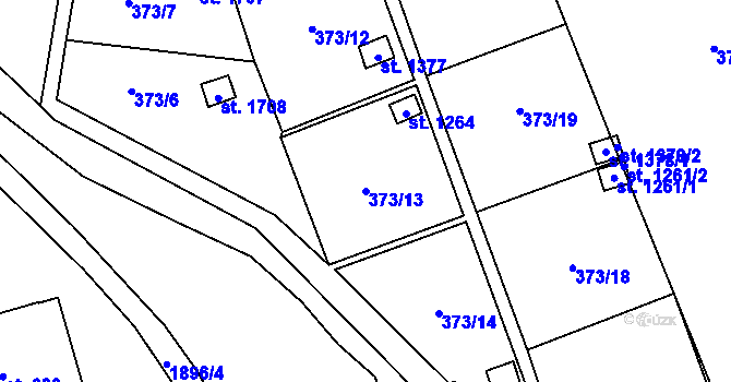 Parcela st. 373/13 v KÚ Malenovice u Zlína, Katastrální mapa