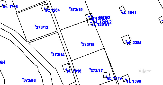 Parcela st. 373/18 v KÚ Malenovice u Zlína, Katastrální mapa