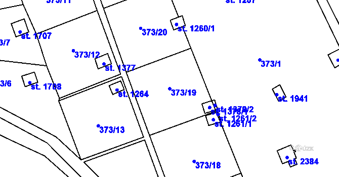 Parcela st. 373/19 v KÚ Malenovice u Zlína, Katastrální mapa