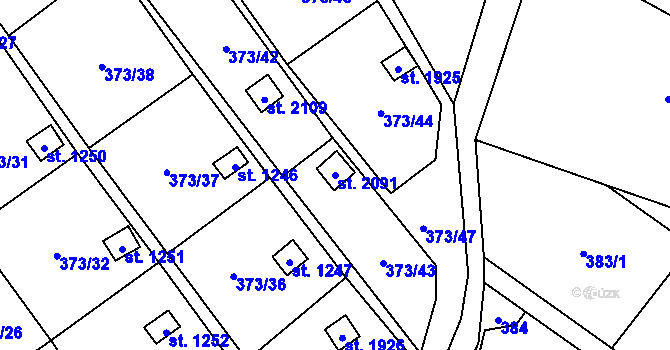Parcela st. 2091 v KÚ Malenovice u Zlína, Katastrální mapa
