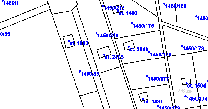 Parcela st. 2405 v KÚ Malenovice u Zlína, Katastrální mapa