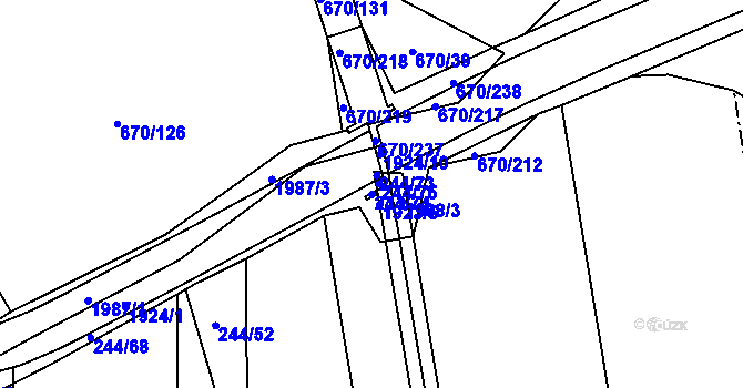 Parcela st. 244/74 v KÚ Malenovice u Zlína, Katastrální mapa