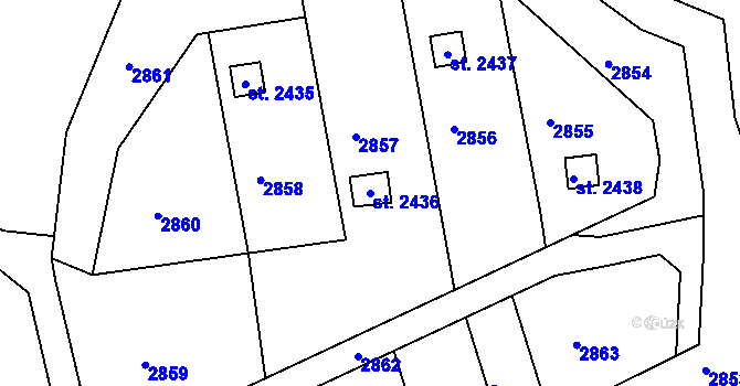 Parcela st. 2436 v KÚ Malenovice u Zlína, Katastrální mapa