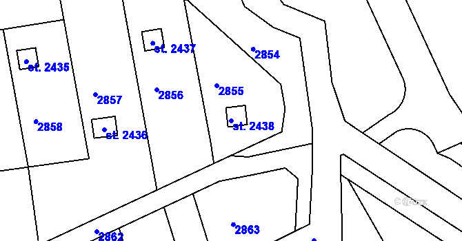 Parcela st. 2438 v KÚ Malenovice u Zlína, Katastrální mapa