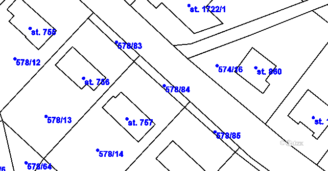Parcela st. 578/84 v KÚ Malenovice u Zlína, Katastrální mapa