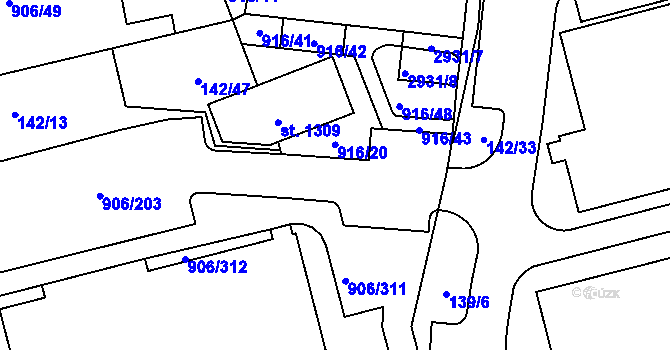 Parcela st. 916/46 v KÚ Malenovice u Zlína, Katastrální mapa