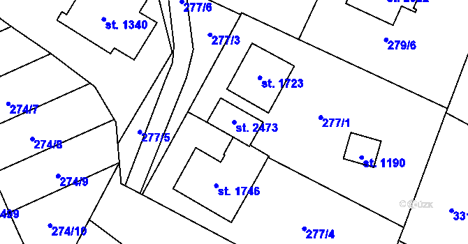 Parcela st. 2473 v KÚ Malenovice u Zlína, Katastrální mapa