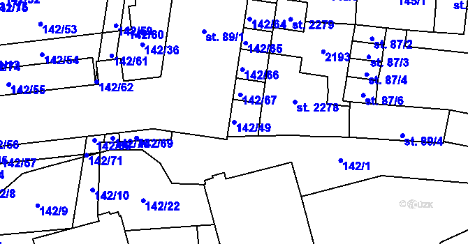 Parcela st. 142/49 v KÚ Malenovice u Zlína, Katastrální mapa