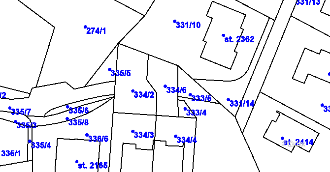 Parcela st. 334/6 v KÚ Malenovice u Zlína, Katastrální mapa