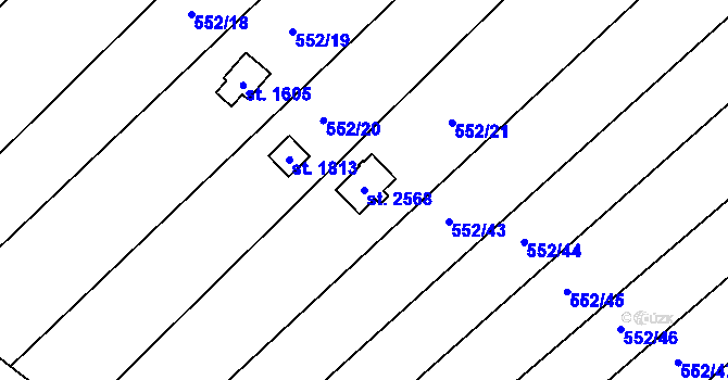 Parcela st. 2568 v KÚ Malenovice u Zlína, Katastrální mapa