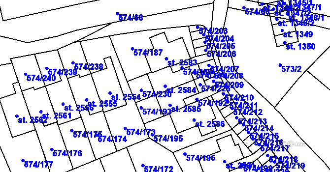 Parcela st. 2584 v KÚ Malenovice u Zlína, Katastrální mapa