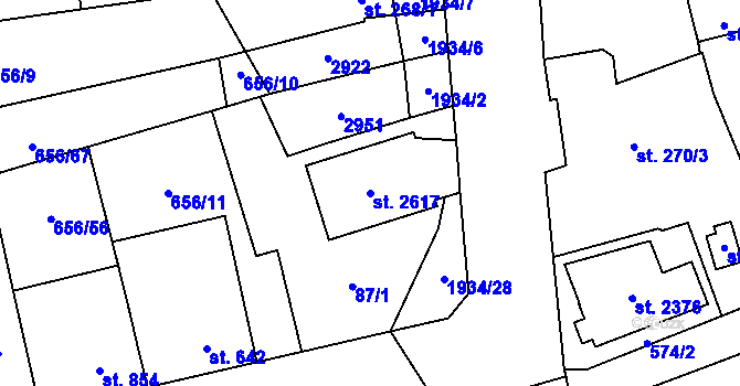 Parcela st. 2617 v KÚ Malenovice u Zlína, Katastrální mapa