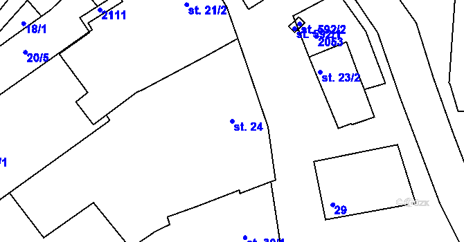 Parcela st. 24 v KÚ Tečovice, Katastrální mapa