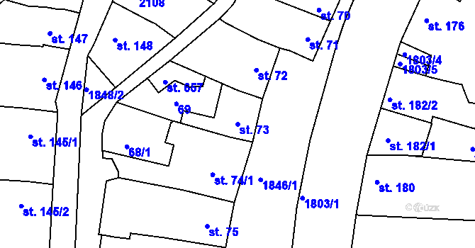 Parcela st. 73 v KÚ Tečovice, Katastrální mapa