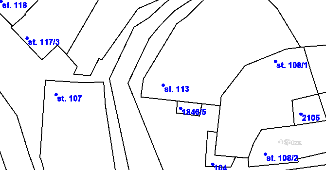 Parcela st. 113 v KÚ Tečovice, Katastrální mapa