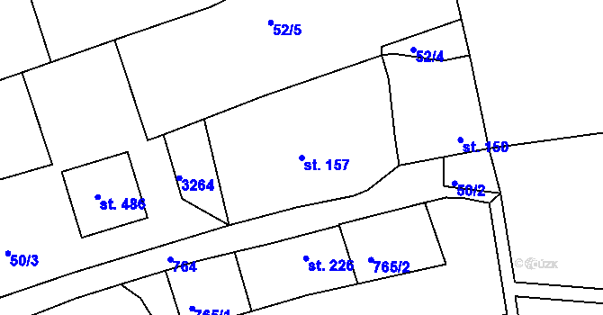Parcela st. 157 v KÚ Tečovice, Katastrální mapa