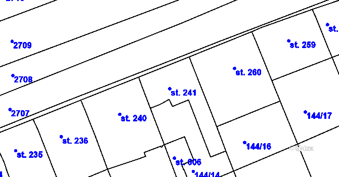 Parcela st. 241 v KÚ Tečovice, Katastrální mapa