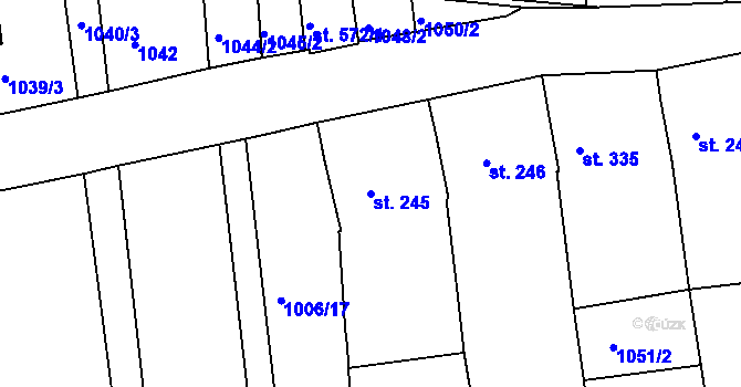 Parcela st. 245 v KÚ Tečovice, Katastrální mapa