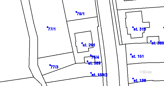 Parcela st. 261 v KÚ Tečovice, Katastrální mapa