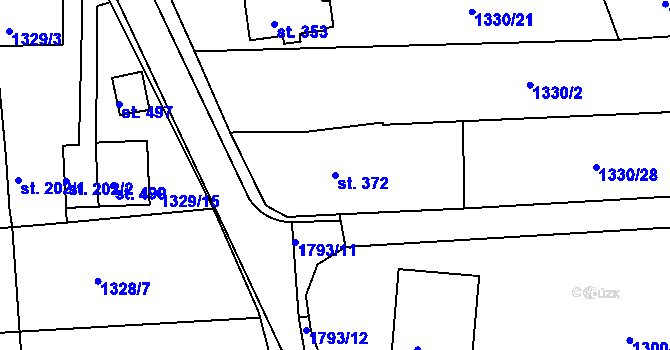 Parcela st. 372 v KÚ Tečovice, Katastrální mapa