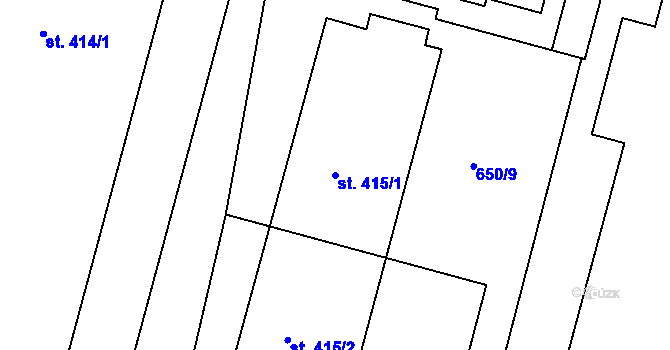 Parcela st. 415/1 v KÚ Tečovice, Katastrální mapa