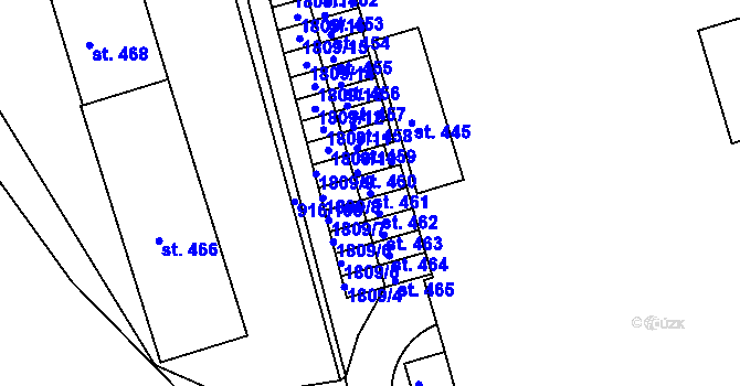 Parcela st. 461 v KÚ Tečovice, Katastrální mapa
