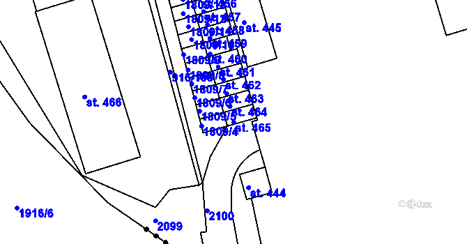 Parcela st. 465 v KÚ Tečovice, Katastrální mapa
