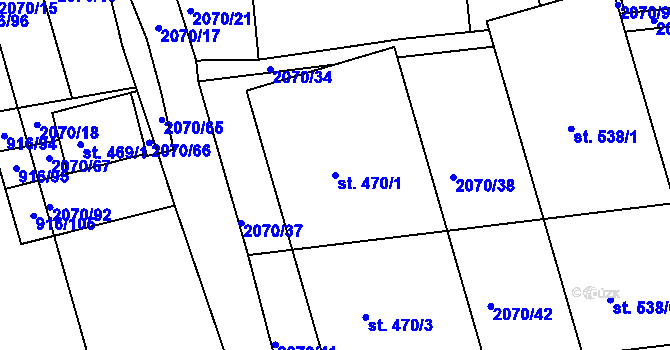Parcela st. 470/1 v KÚ Tečovice, Katastrální mapa