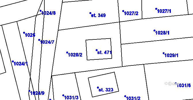 Parcela st. 471 v KÚ Tečovice, Katastrální mapa