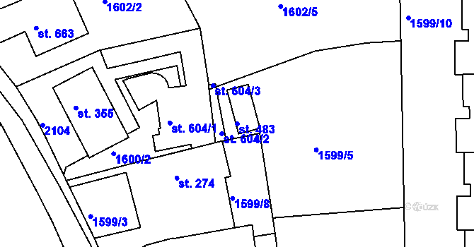 Parcela st. 483 v KÚ Tečovice, Katastrální mapa