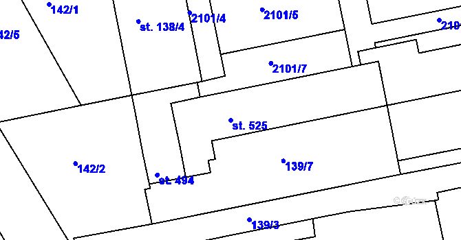 Parcela st. 525 v KÚ Tečovice, Katastrální mapa