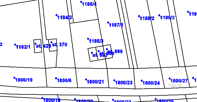 Parcela st. 566 v KÚ Tečovice, Katastrální mapa