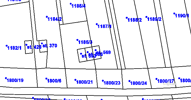 Parcela st. 569 v KÚ Tečovice, Katastrální mapa