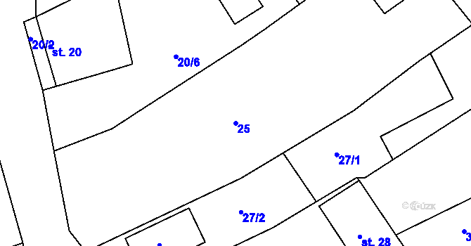 Parcela st. 25 v KÚ Tečovice, Katastrální mapa