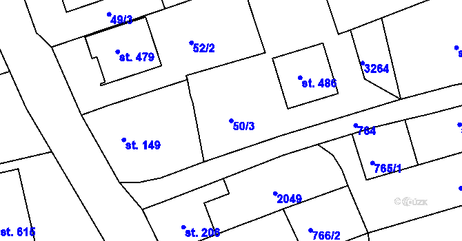 Parcela st. 50/3 v KÚ Tečovice, Katastrální mapa