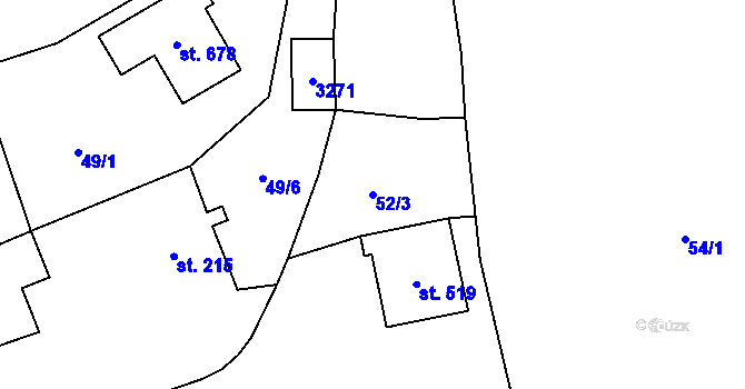 Parcela st. 52/3 v KÚ Tečovice, Katastrální mapa