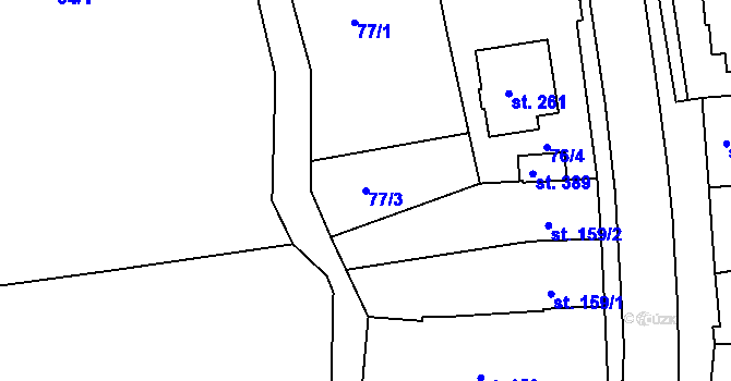 Parcela st. 77/3 v KÚ Tečovice, Katastrální mapa
