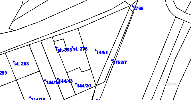 Parcela st. 144/1 v KÚ Tečovice, Katastrální mapa