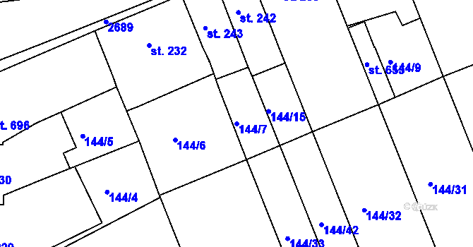 Parcela st. 144/7 v KÚ Tečovice, Katastrální mapa