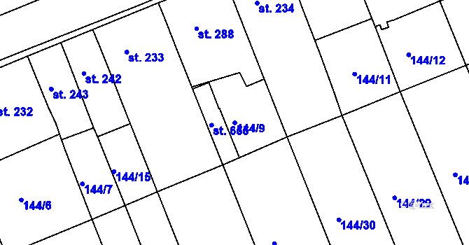 Parcela st. 144/9 v KÚ Tečovice, Katastrální mapa