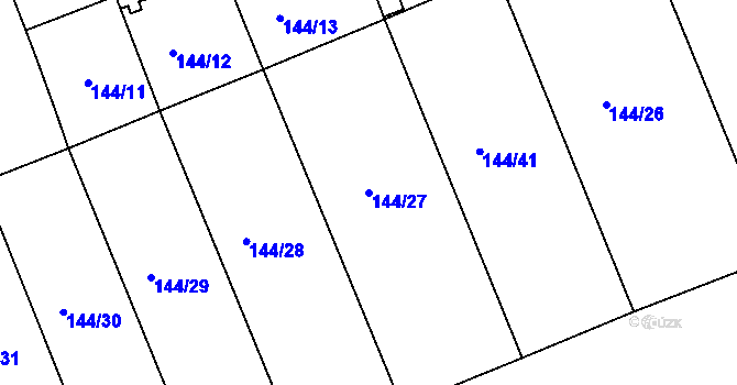 Parcela st. 144/27 v KÚ Tečovice, Katastrální mapa