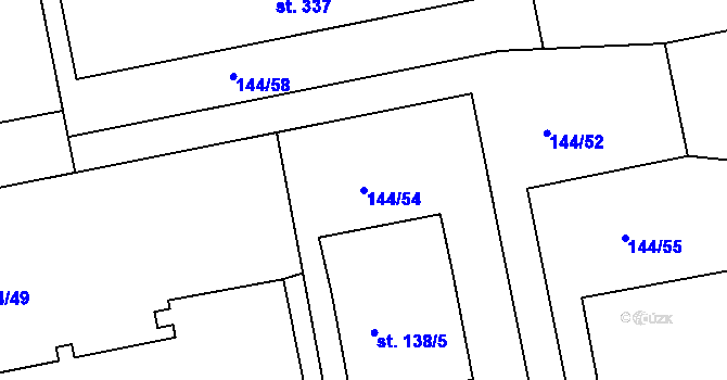 Parcela st. 144/54 v KÚ Tečovice, Katastrální mapa