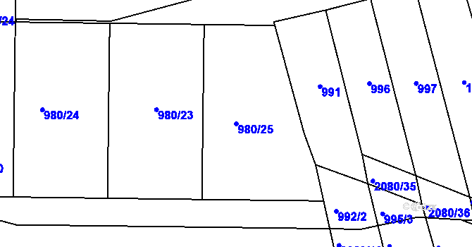 Parcela st. 980/25 v KÚ Tečovice, Katastrální mapa