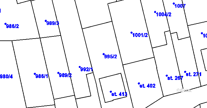 Parcela st. 995/2 v KÚ Tečovice, Katastrální mapa