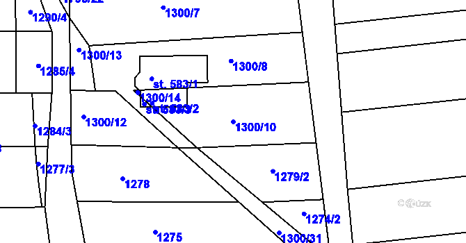 Parcela st. 1300/10 v KÚ Tečovice, Katastrální mapa
