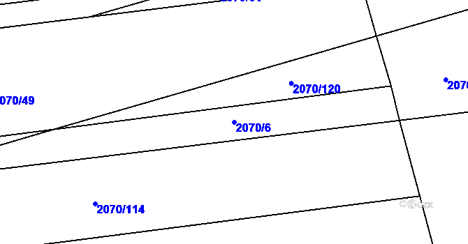 Parcela st. 2070/6 v KÚ Tečovice, Katastrální mapa