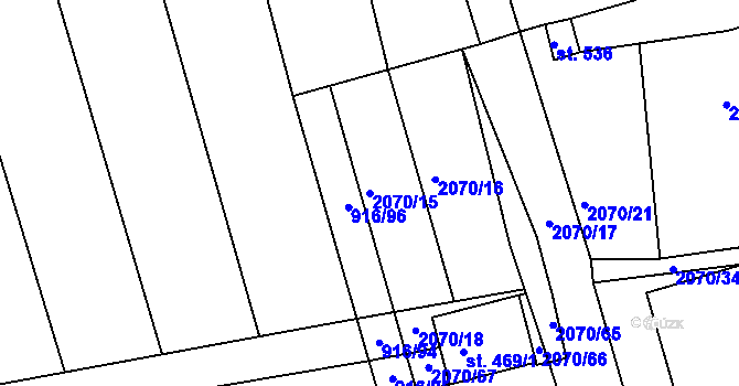 Parcela st. 2070/15 v KÚ Tečovice, Katastrální mapa