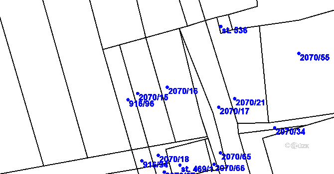 Parcela st. 2070/16 v KÚ Tečovice, Katastrální mapa